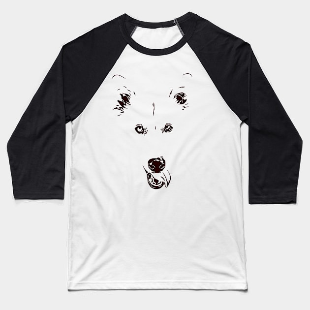 Husky Dog Line Art Baseball T-Shirt by sarelitay